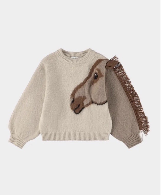 MOLO Girls Giseal Wool Horse Fringe Sweater  Size 3-4