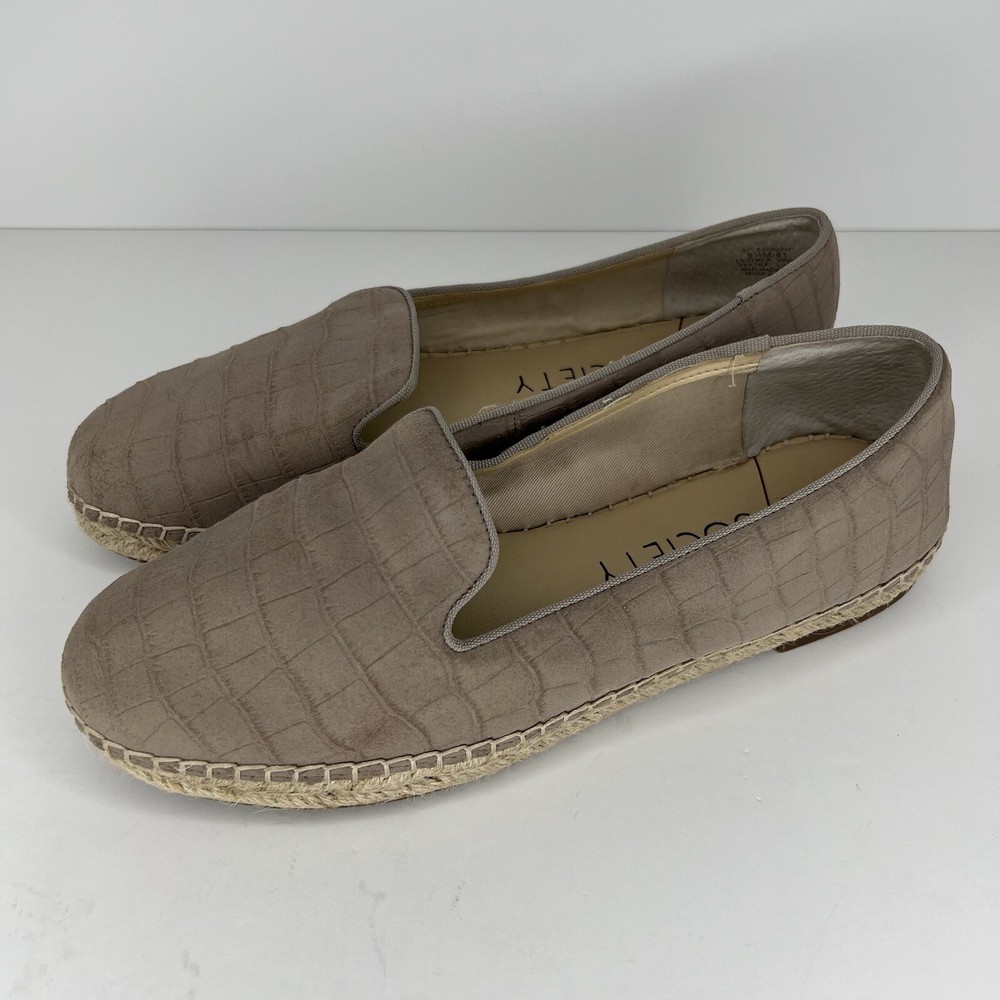 Sole Society Sammah Espadrille Womens Size 9.5 Beige Crocodile Print Loafer