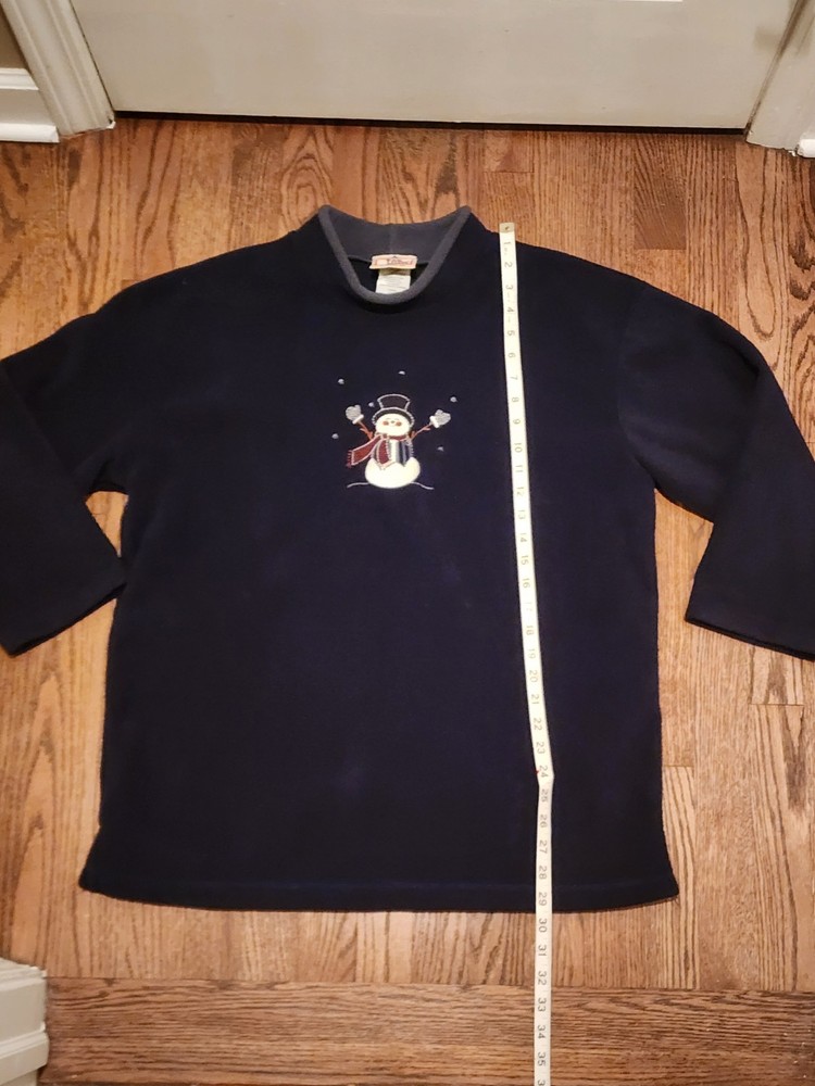 Top Stitch By Morning Sun Crewneck Sweatshirt Women's Large Embroidered Snowman