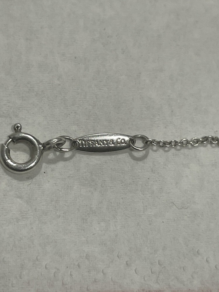 Tiffany & Co. Fine Silver Cable Chain Bracelet with Round Diamond Bezel Setting