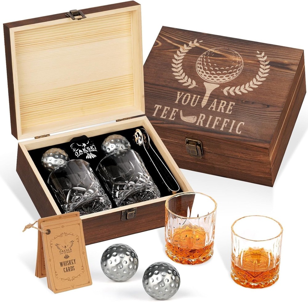 Oaksea Stainless Steel Golf Ball Whiskey Stones for Men Dad Gifts