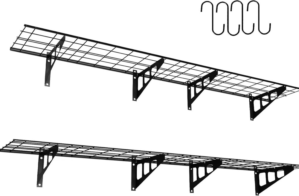 2 Heavy Duty 12x72 Inch Floating Garage Shelves for Wall Storage