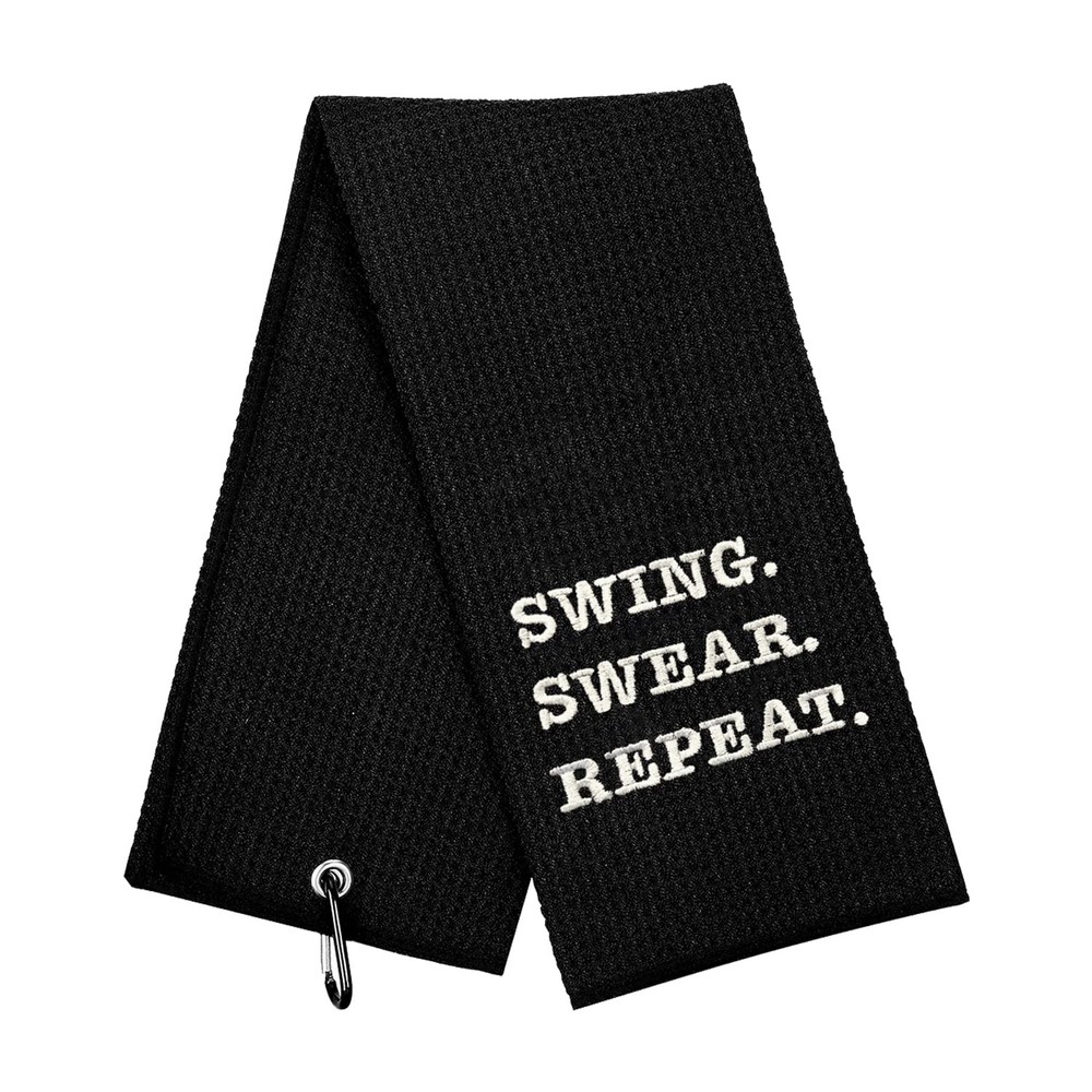 Funny Golf Towel, Swing Swear Repeat, Golf Gifts for Men - Golf Accessories f...