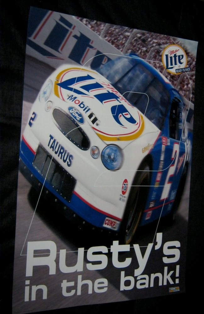 1999 Original NASCAR Rusty Wallace Miller Lite Beer Poster Free Shipping #1