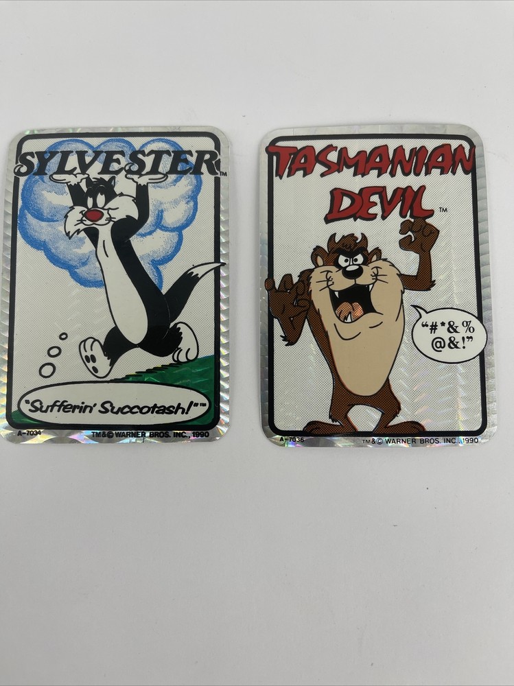 LOT OF 2 Vintage Prism Sylvester & Tasmanian Devil Vending Machine Sticker