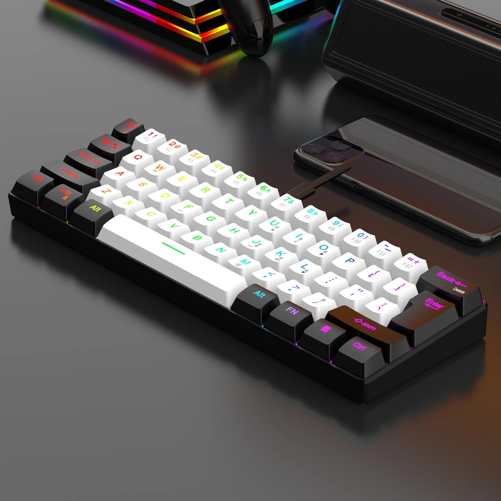 Ultra-Compact 60% Wired Gaming Keyboard with RGB Backlight and Waterproof Design