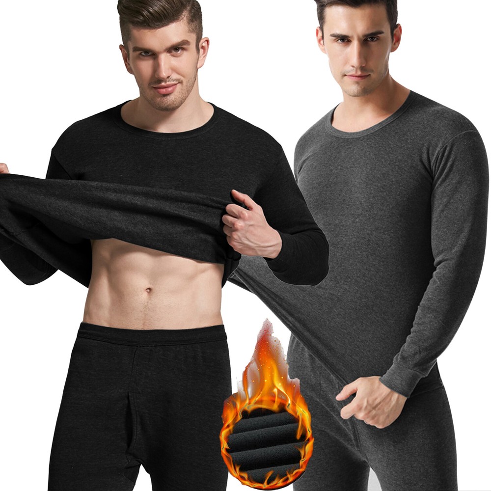 Men Full Set Thermal Lined Long Johns Top Bottom Warm Underwear Trousers Winter