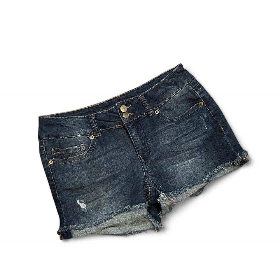 Y2k dark wash jean shorts  Rue 21 size 3/4 2000s denim