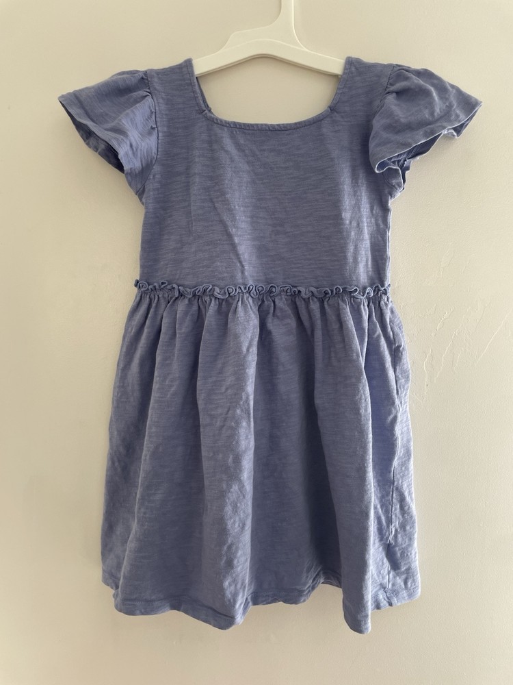 Cat & Jack Toddler Girls Ruffle Cotton Flutter Short Sleeve Dress Periwinkle 5T