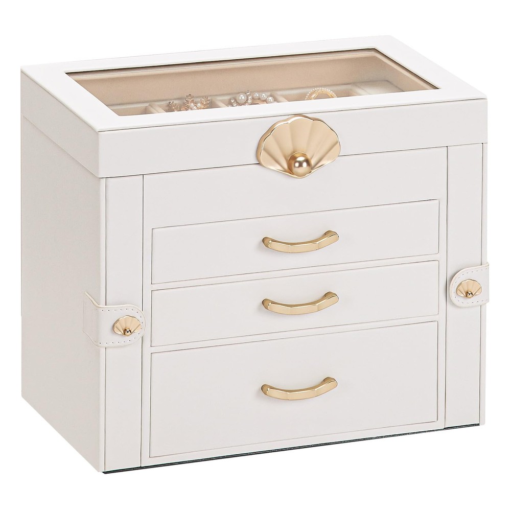 Jewelry Box with 3 Drawers: Display Organizer for Earrings Necklaces - Gift f...