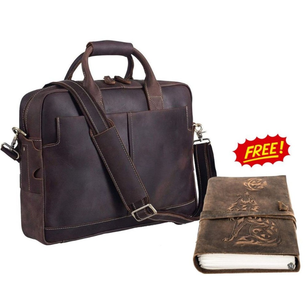 Premium Genuine Full Grain Leather Briefcase for Professional Men -16
