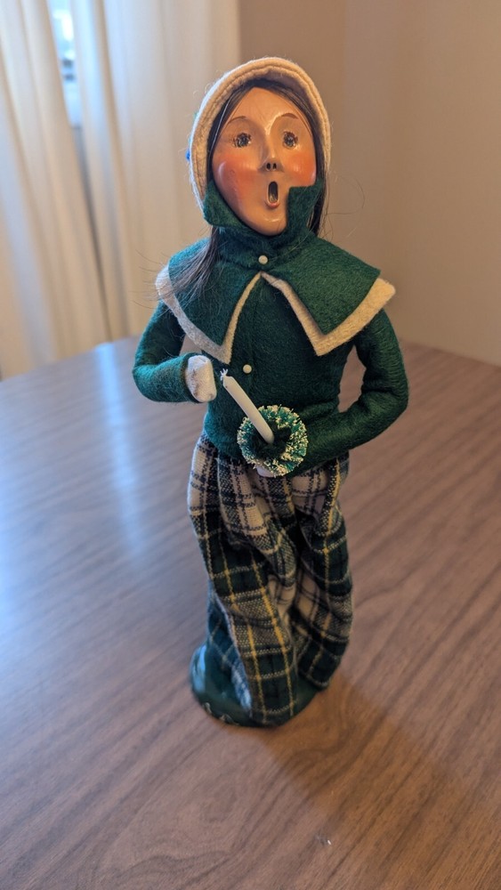 BYERS CHOICE Carolers Girl with Candle 1995 Plaid Skirt Rare