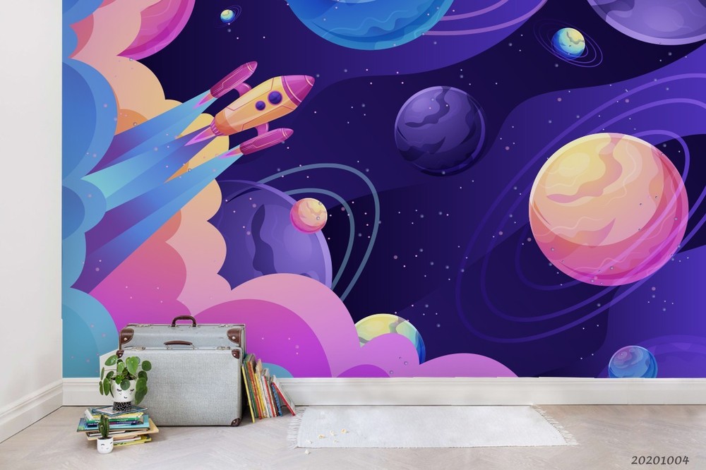 3D Space Planet Rocket Illustration Wall Murals Wallpaper Murals Wall Sticker 18