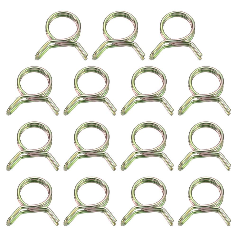 15Pcs Double Wire Spring Hose Clamps, 10mm Tube Clips, Color Zinc