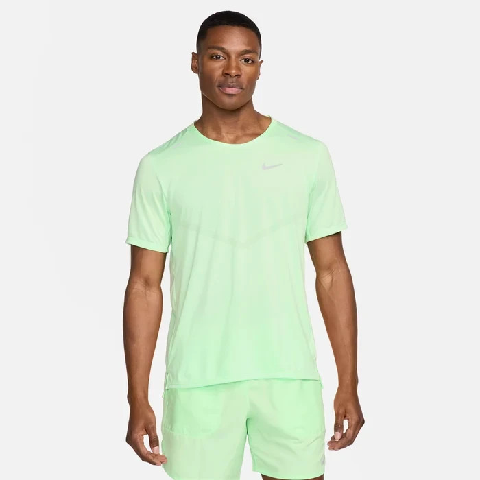 Nike Dri-FIT Rise 365 Mens Short-Sleeve Running Training Gym Top Green M L XL