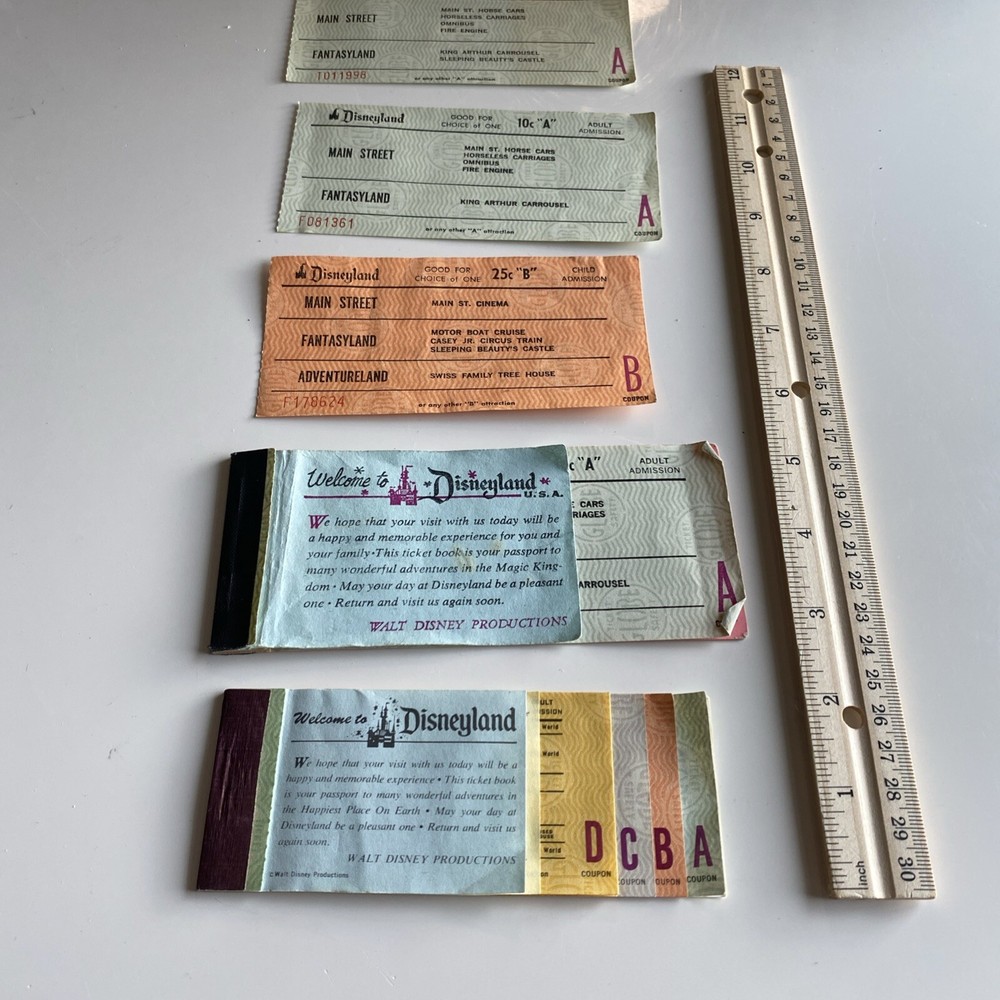 1971 Vintage Disneyland Adult Partial Ticket Book with Coupons  -image