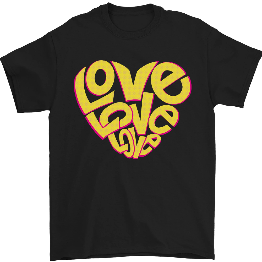 Love Word Art Heart Shape Anti-War Hippy Mens T-Shirt 100% Cotton