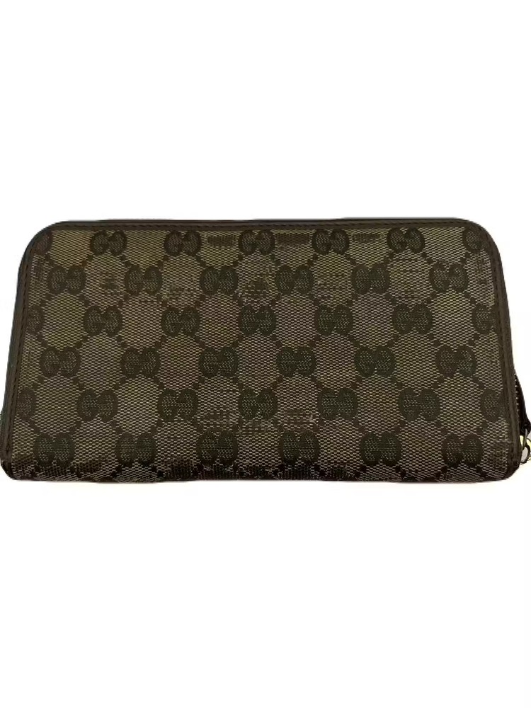 Gucci Round Zip Long Wallet Leather Brown USED Y0419-93