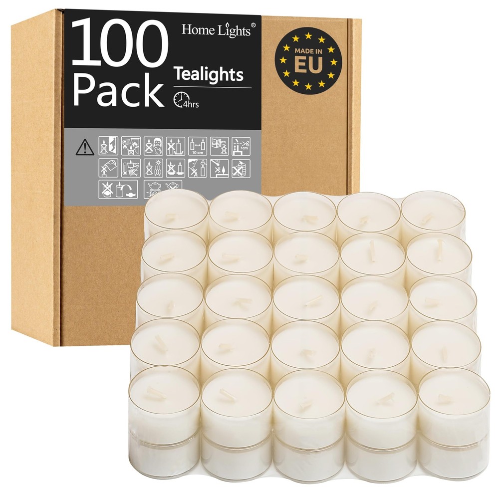 Bulk Giant Tealight Candles White Unscented 4-4.5 Hour Burn 100-300 Pack