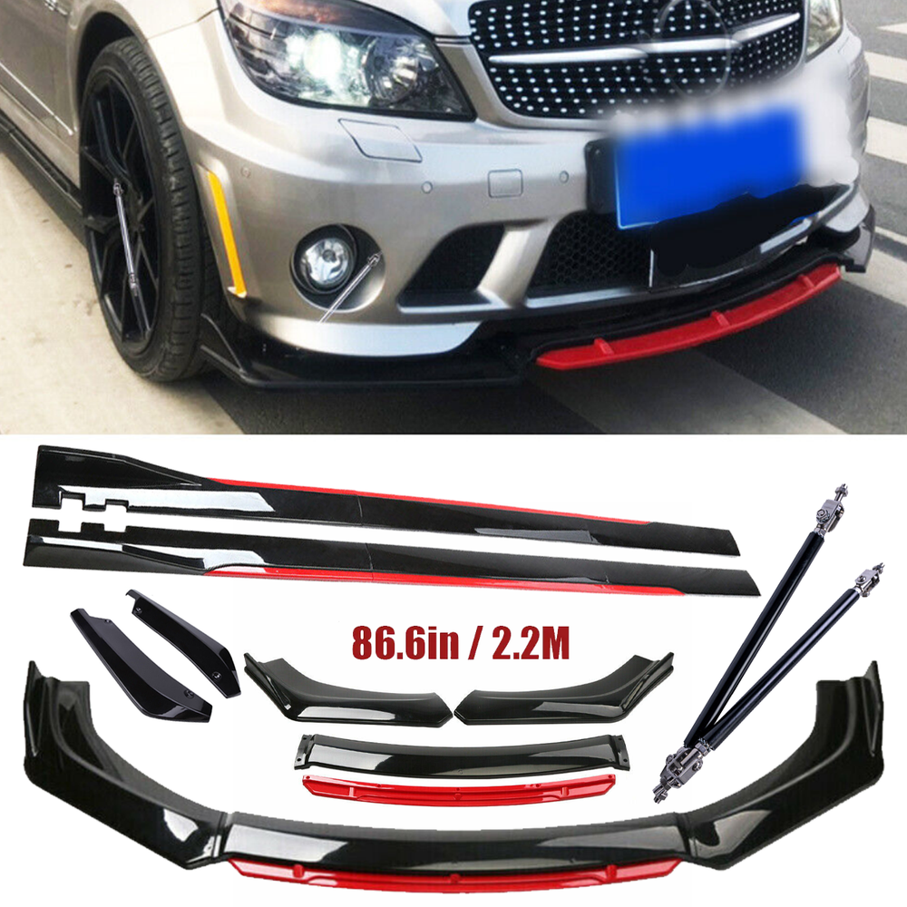 For Mercedes-Benz C W204 W205 Sport Front Bumper Lip Spoiler Splitter Side Skirt