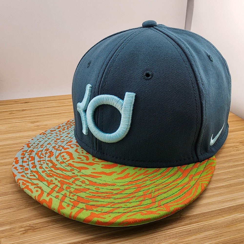 Nike True Kevin Durant Hat Cap, Cobalt Colored with Neon Brim, KD Logo, Snapback