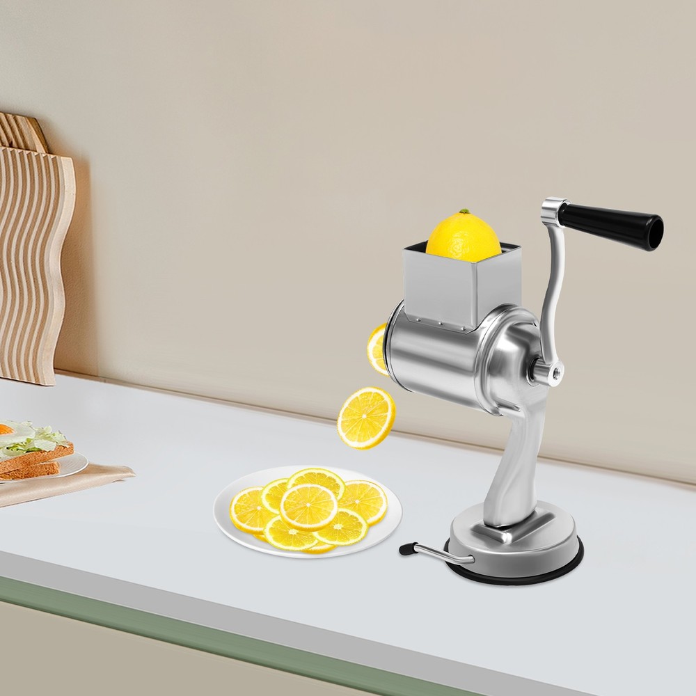 Metal Rotary Fruits Grater Hand Drum Slicer Crank Vegetable Chopper 5 Blades