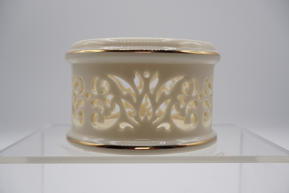 Lenox Illumination Pierce Ivory Gold Trim Votive Tealight Candle Holder