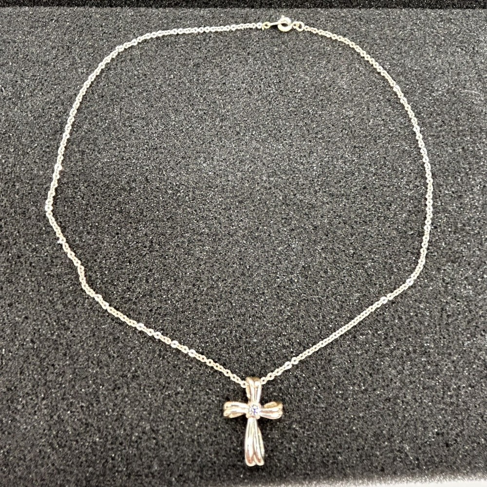 Crystal Cross Silver Tone 17