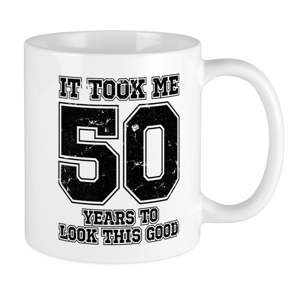 CafePress 11 oz Ceramic Mug Celebrating 50 and Awesome Design 163027844