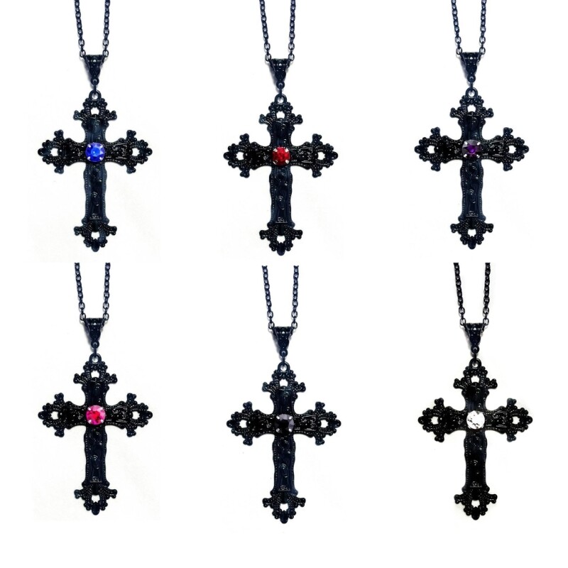Gothic Cross Pendant Necklace Religious Jewelry Choker