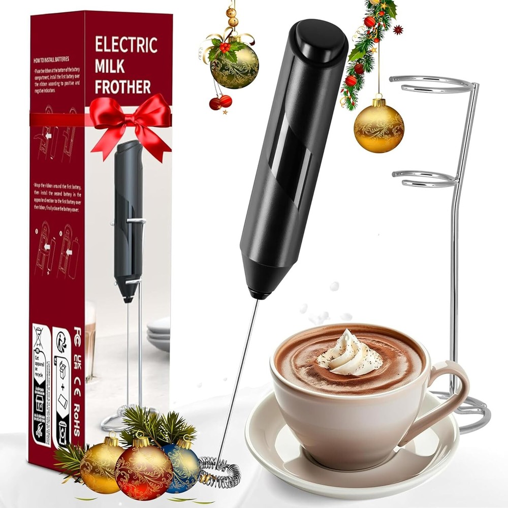 Milk Frother Handheld Battery Operated Whisk Foam Maker For Coffee With Stand