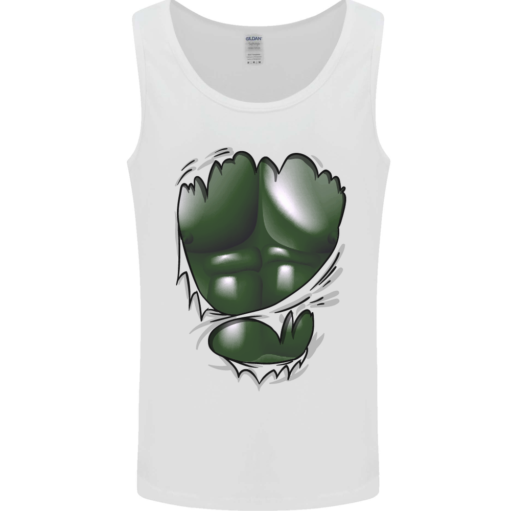 Gym Green Torso Ripped Muscles Effect Mens Vest Tank Top