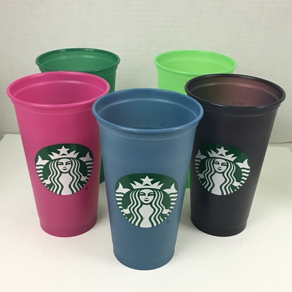 Starbucks Lot of 5 Plastic Reusable Starbucks Tumblers
