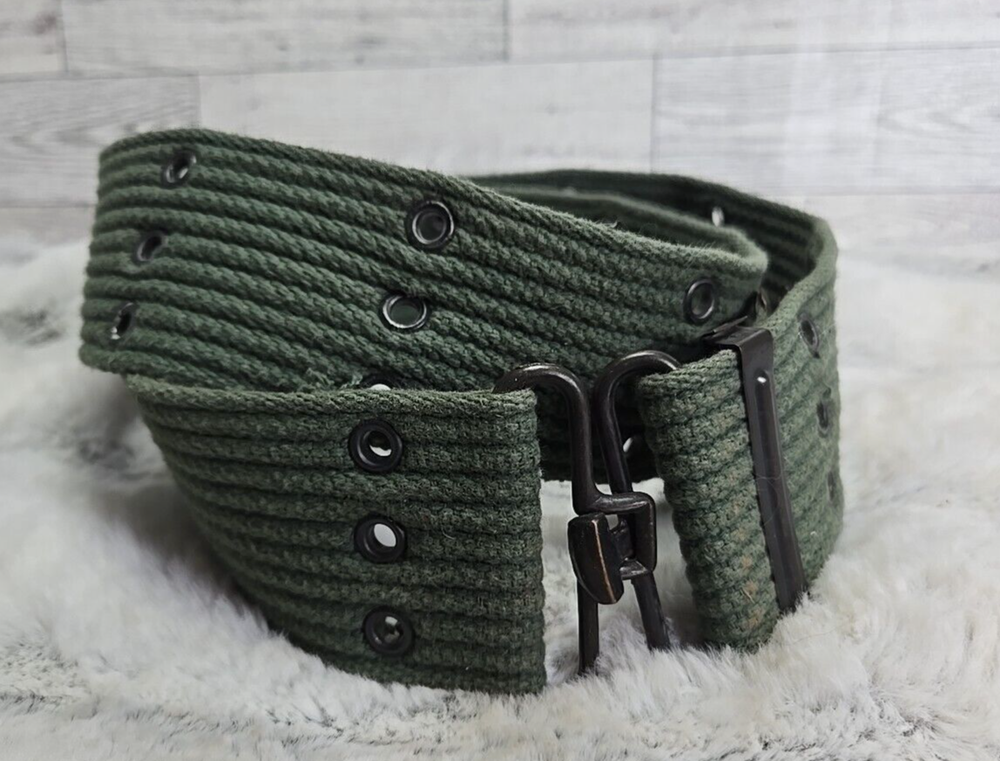 Canvas Military Belt 34 Olive Drab Green Rivets Buckle Grunge Punk Army Hunting
