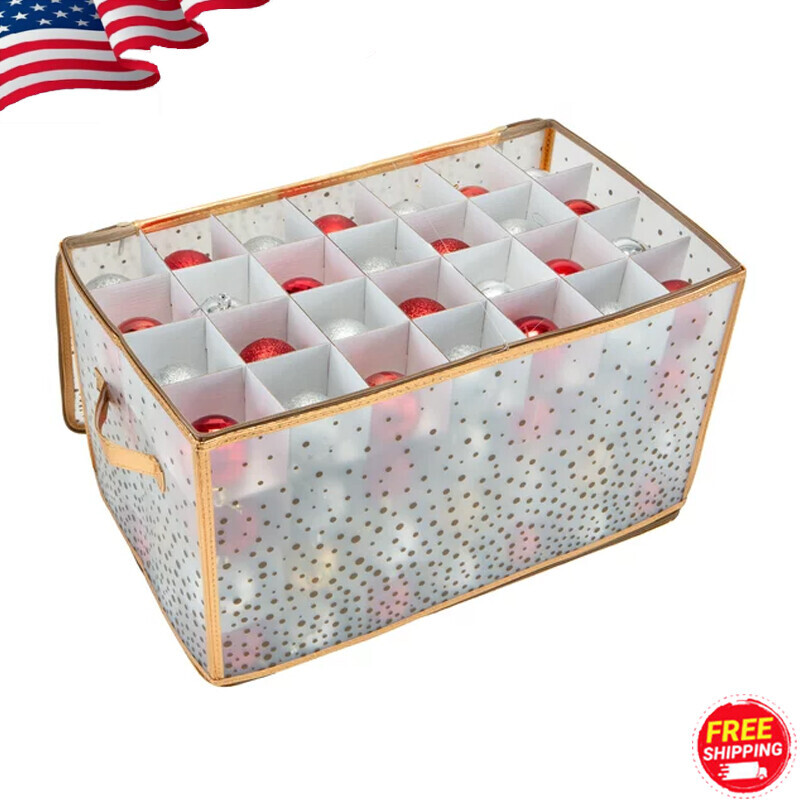 112-Count Gold Christmas Ornament Storage Box for Indoor Holiday Decor Organization