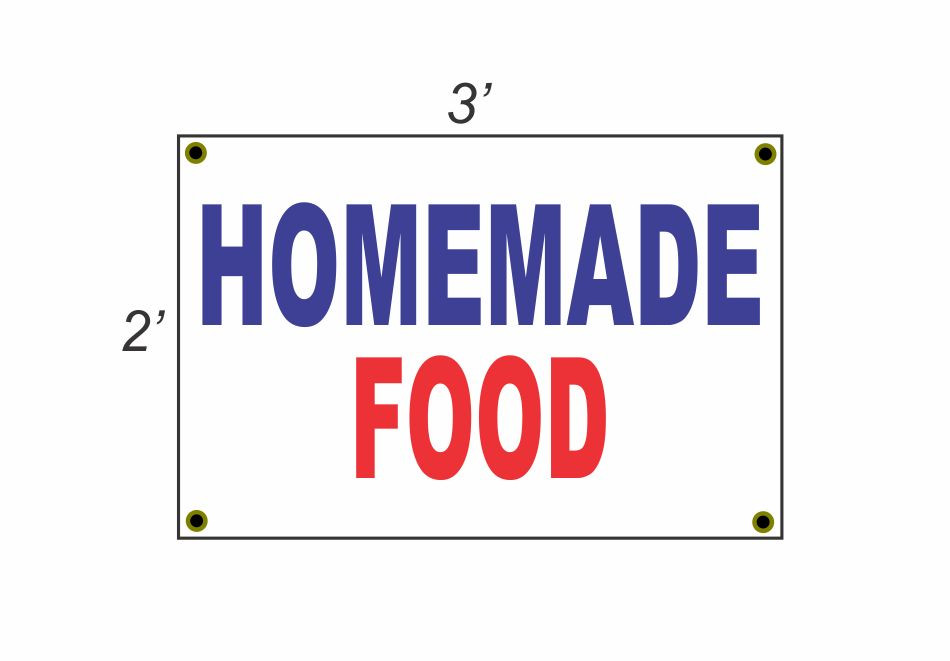 2x3 Red White Blue Homemade Food Banner Sign Discounted Size & Price