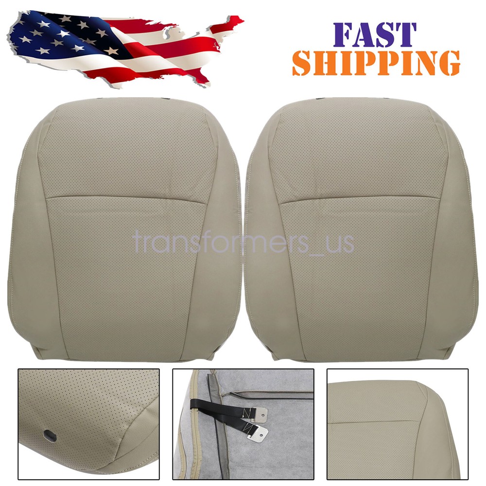 For 2004-2013 Toyota Highlander Driver+Passenger Top Leather Seat Cover Tan PERF