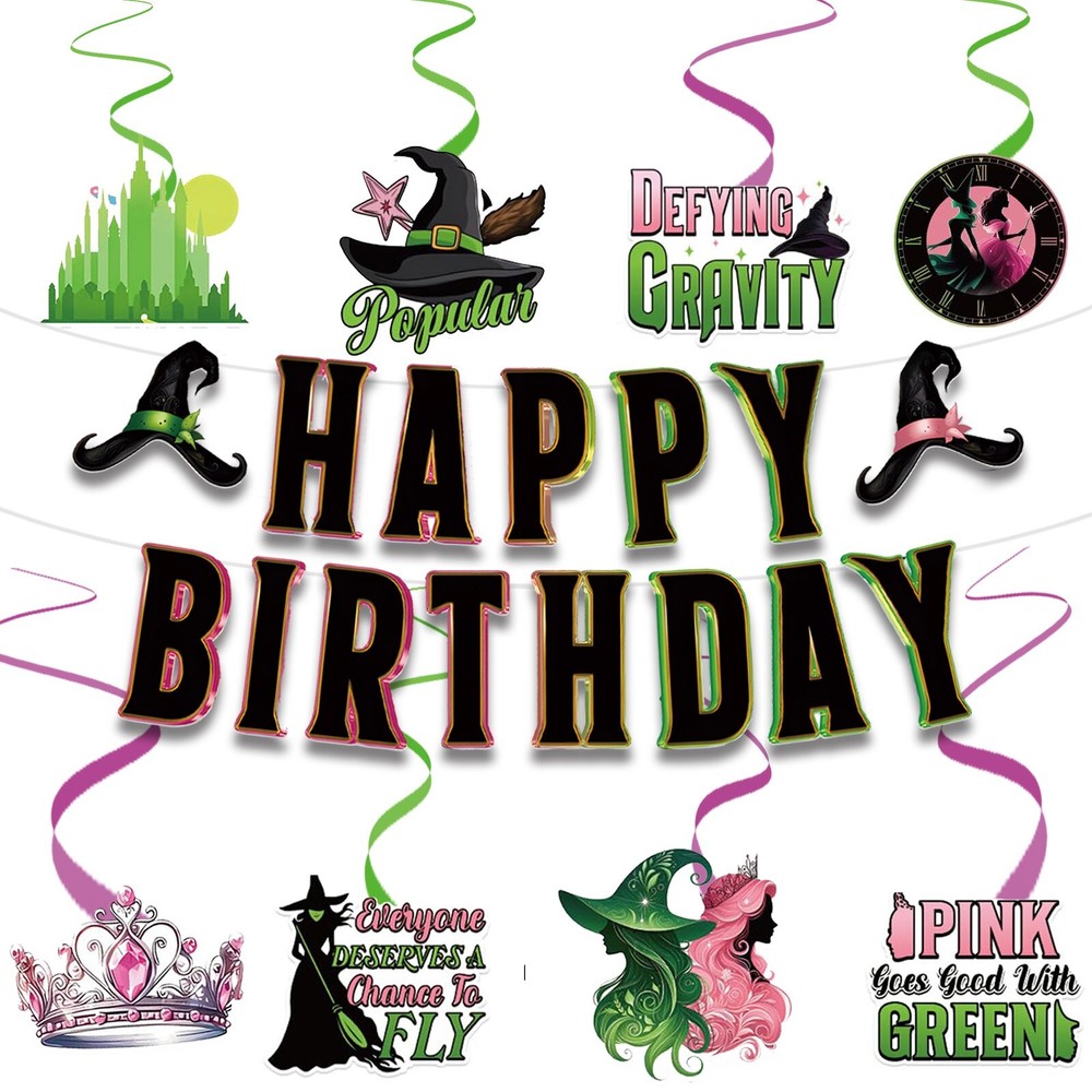 Witched Movie Themed Birthday Party Decorations with Banner and Hanging Swirls