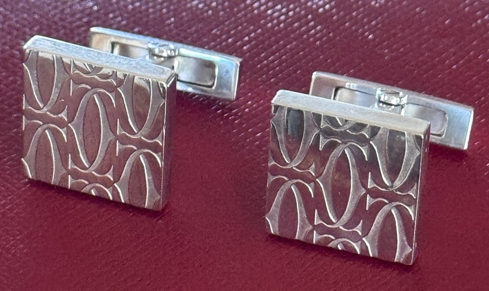 Cartier Sterling Silver 925 Authentic Happy Birthday Cufflinks