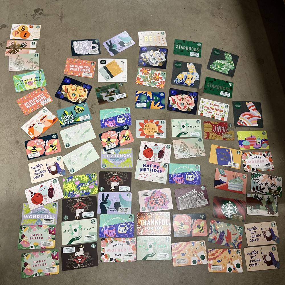 Starbucks Gift Card Lot (Used, New, & Unused.) Mixed Lot. Lot Of 65+ Cards-image