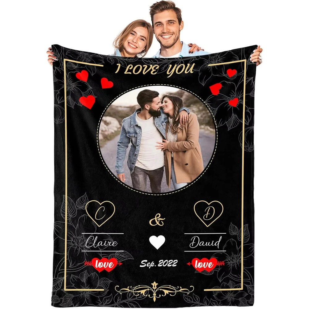 Couple's Custom personalized blanket printed Graphic Valentine's Day gift