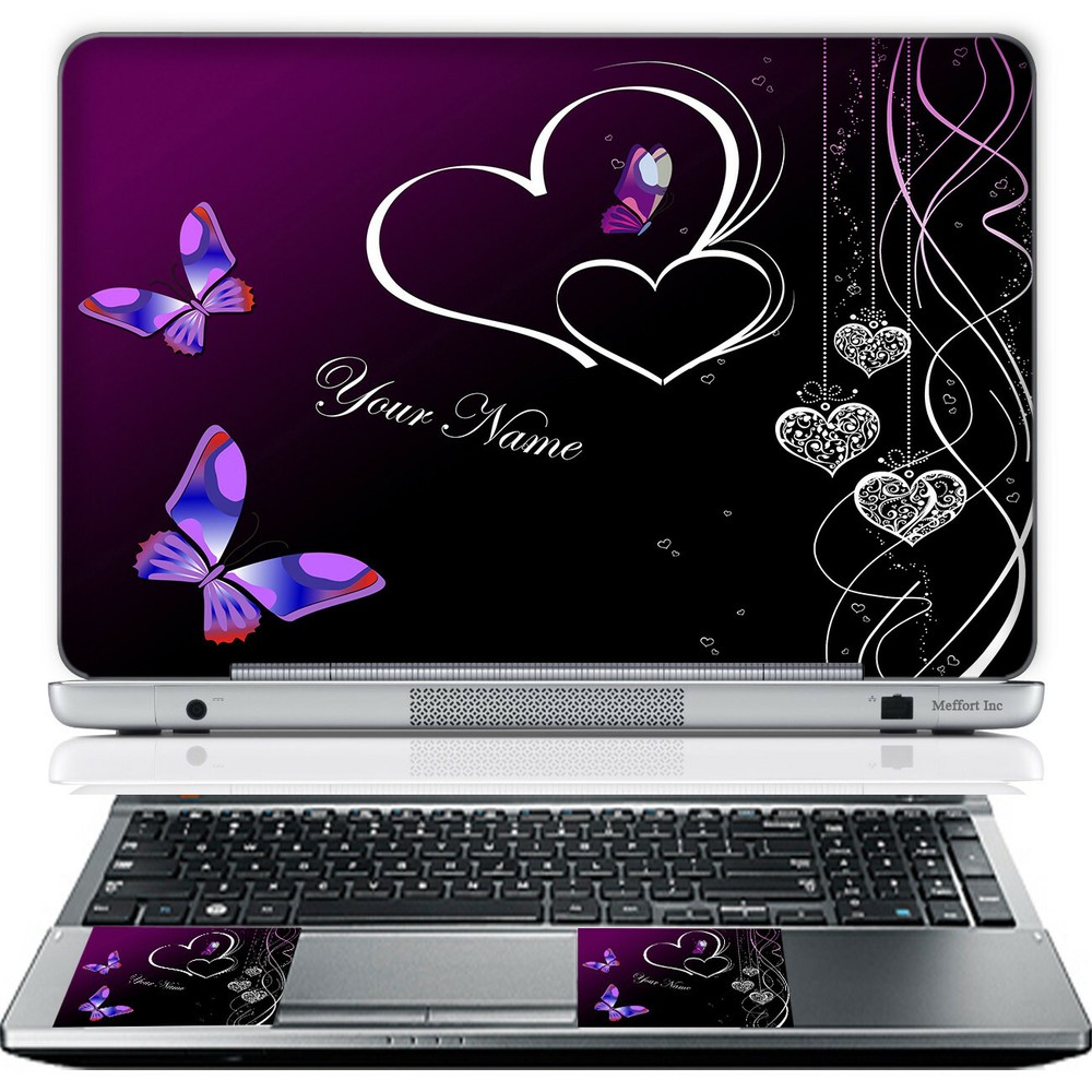 17 Inch Laptop Skin Sticker Cover Art Decal & Wrist Pad Customize Your text