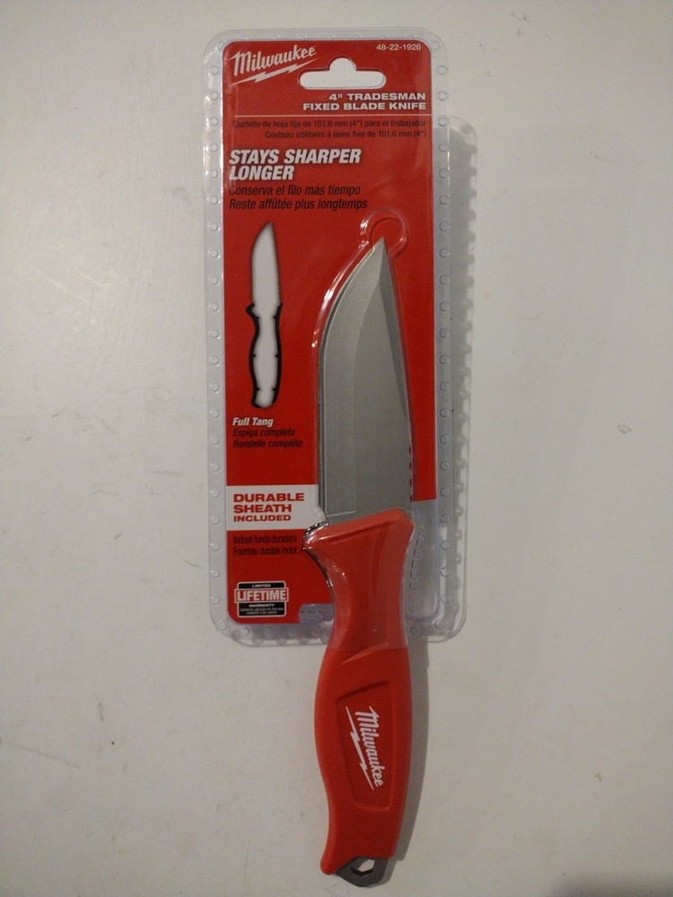 Milwaukee 4 Inch Tradesman Fixed Blade Knife 48-22-1926 New
