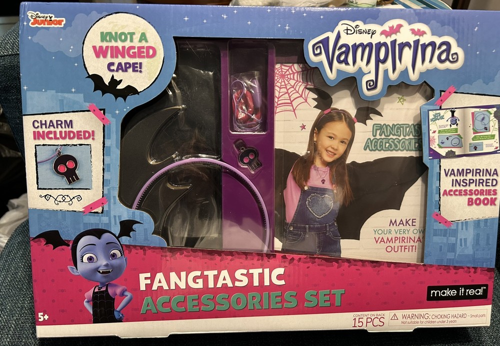 Disney Vampirina Costume Cape Bat Wings Headband Fangtastic Accessories Set NEW