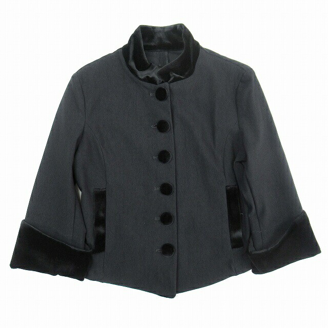 Bajra Stretch Jersey Fabric Velvet Jacket 3/4 Sleeve Switching Blouson Blazer 1