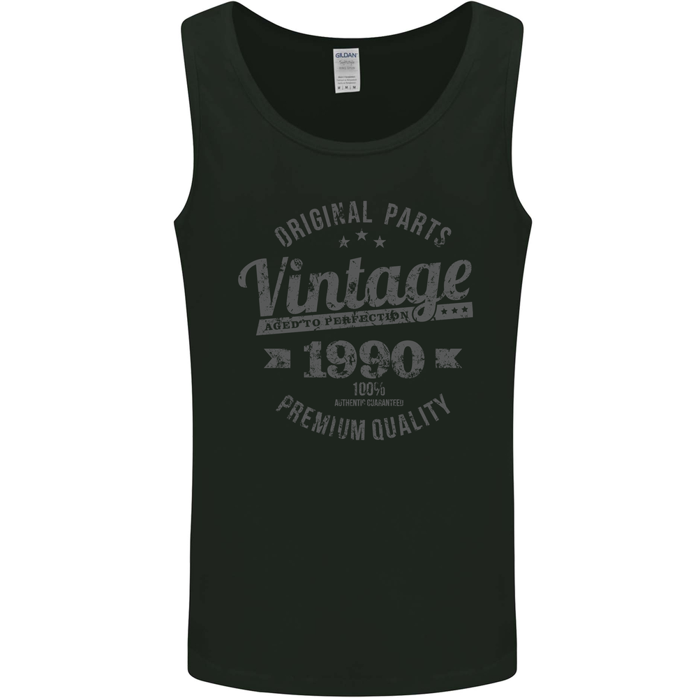 Vintage Year 35th Birthday 1990 Mens Vest Tank Top Black