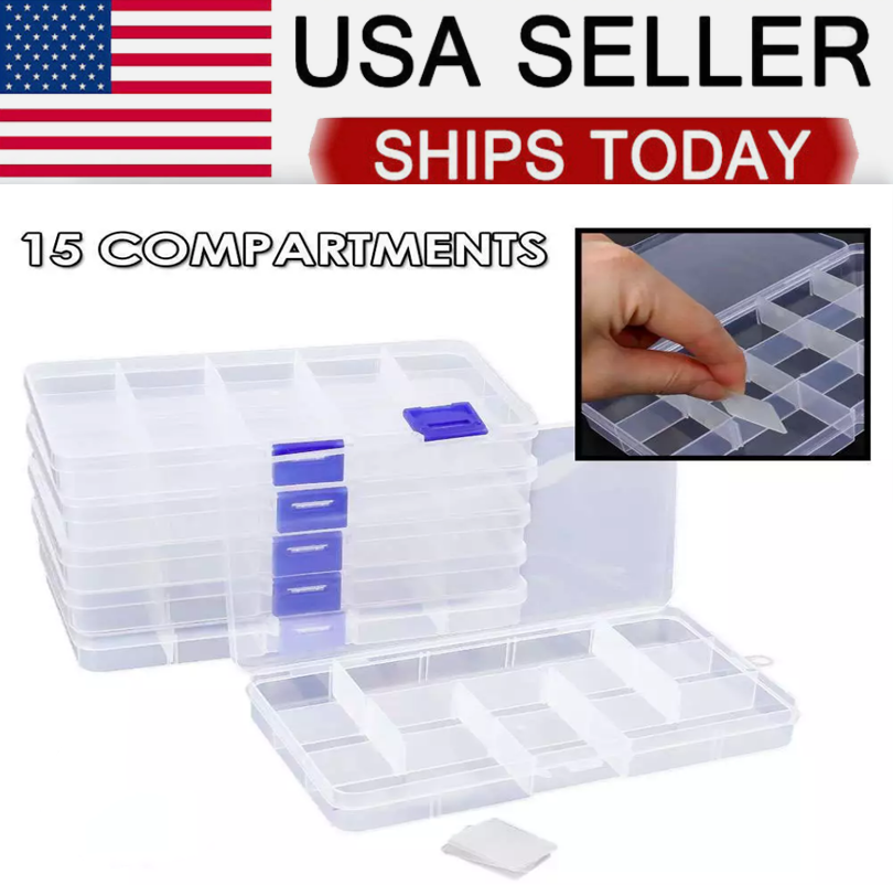 6 Pack Clear Jewelry Box Plastic Bead Storage Craft Container Earrings Organizer