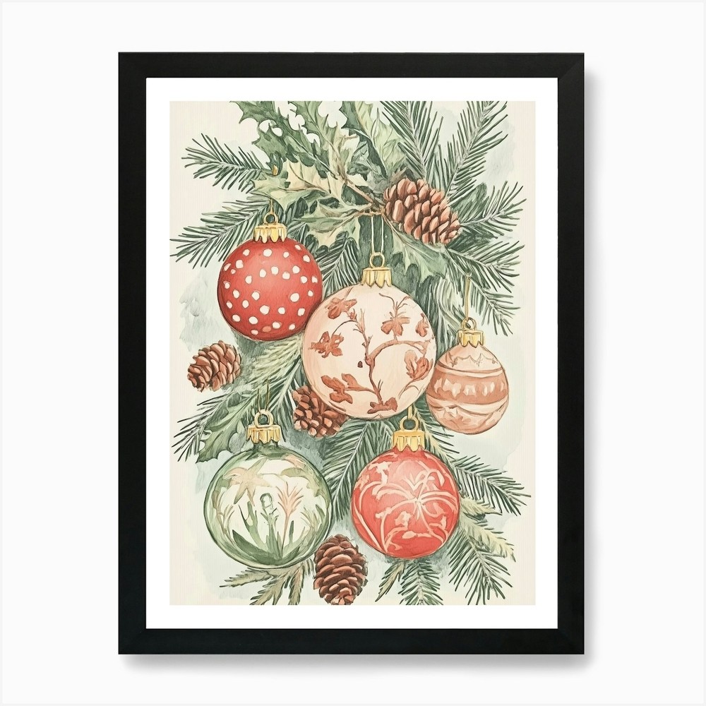 Christmas Ornaments 2 Art Print Framed Wall Art Poster Canvas Print Picture