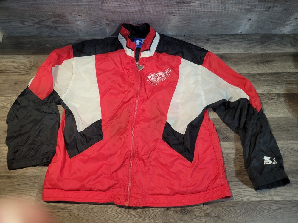 Vintage 90s Detroit Red Wings NHL Starter Windbreaker Jacket XL  