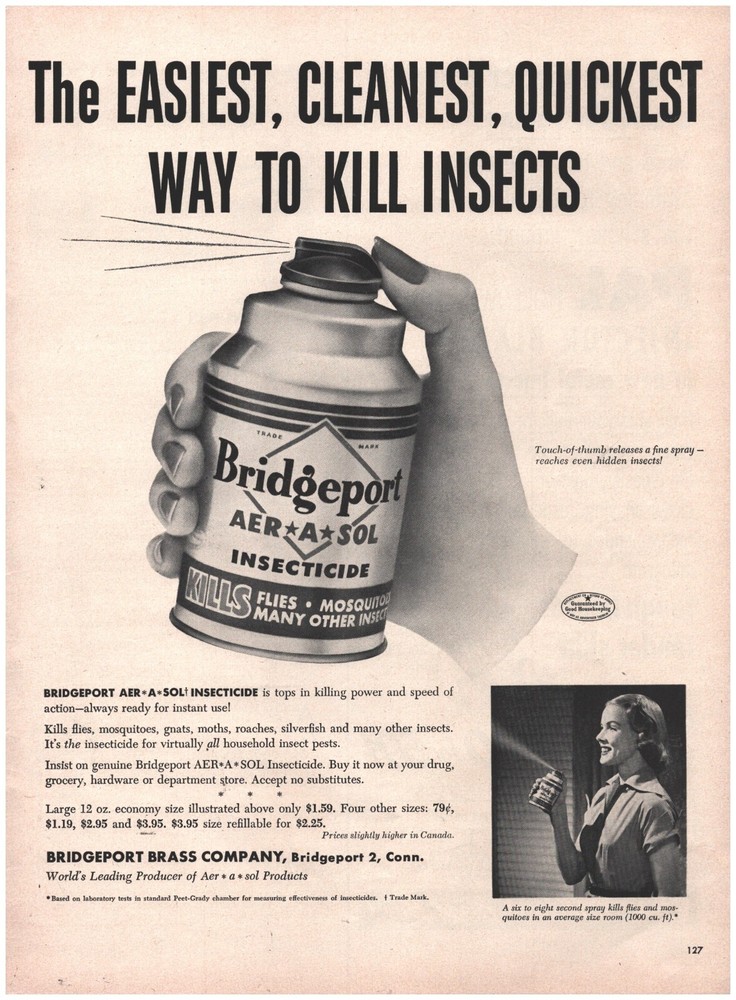 1951 Bridgeport Insecticide Vintage Original Magazine Print Ad